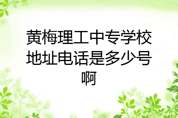 黄梅理工中专学校地址电话是多少号啊
