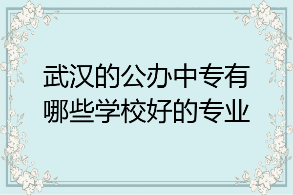 武汉的公办中专有哪些学校好的专业