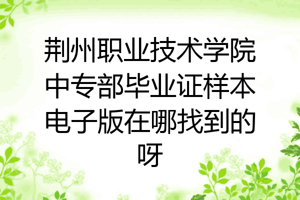 荆州职业技术学院中专部毕业证样本电子版在哪找到的呀