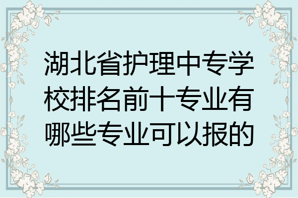 湖北省护理中专学校排名前十专业有哪些专业可以报的