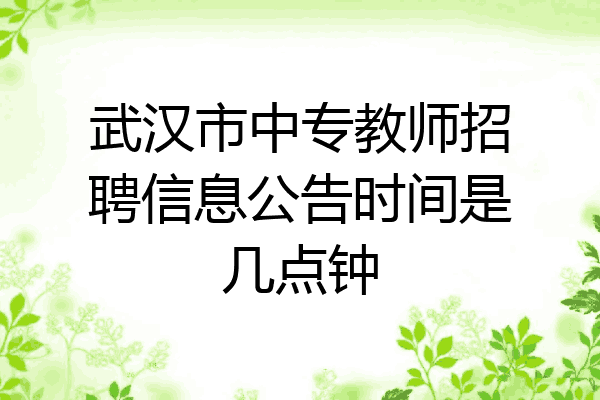 武汉市中专教师招聘信息公告时间是几点钟