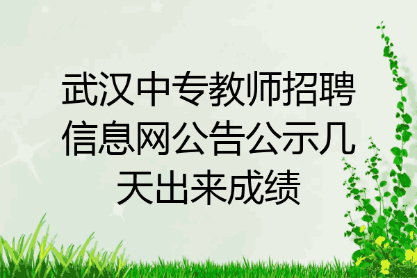 武汉中专教师招聘信息网公告公示几天出来成绩