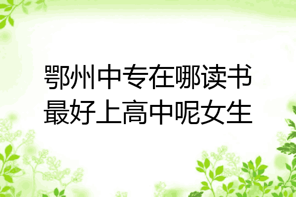 鄂州中专在哪读书最好上高中呢女生