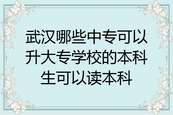 武汉哪些中专可以升大专学校的本科生可以读本科