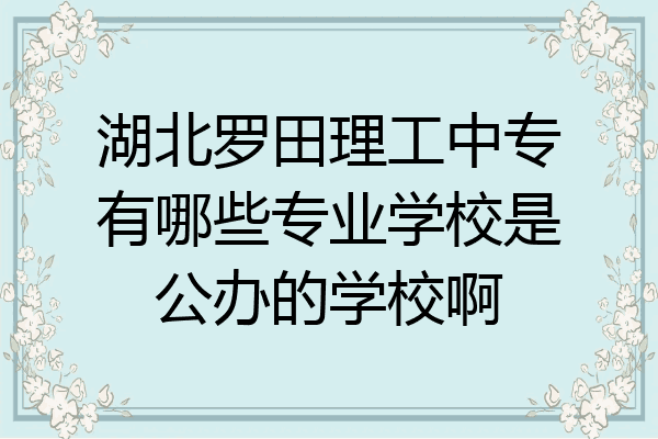 湖北罗田理工中专有哪些专业学校是公办的学校啊