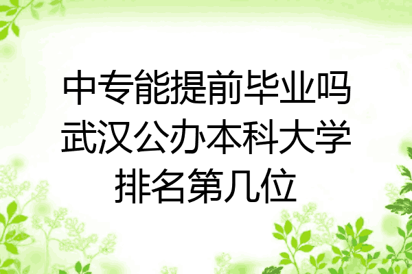 中专能提前毕业吗武汉公办本科大学排名第几位