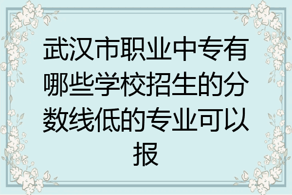 武汉市职业中专有哪些学校招生的分数线低的专业可以报