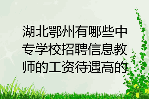 湖北鄂州有哪些中专学校招聘信息教师的工资待遇高的