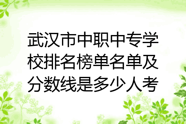武汉市中职中专学校排名榜单名单及分数线是多少人考