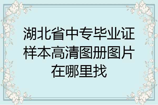 湖北省中专毕业证样本高清图册图片在哪里找