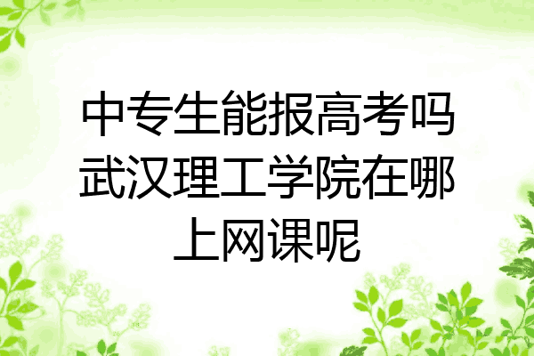 中专生能报高考吗武汉理工学院在哪上网课呢