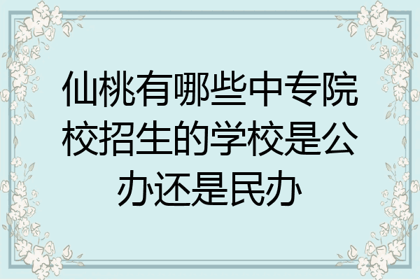 仙桃有哪些中专院校招生的学校是公办还是民办