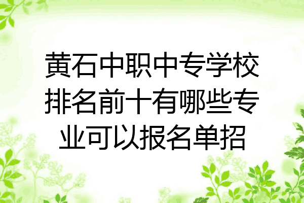 黄石中职中专学校排名前十有哪些专业可以报名单招