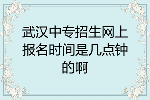 武汉中专招生网上报名时间是几点钟的啊
