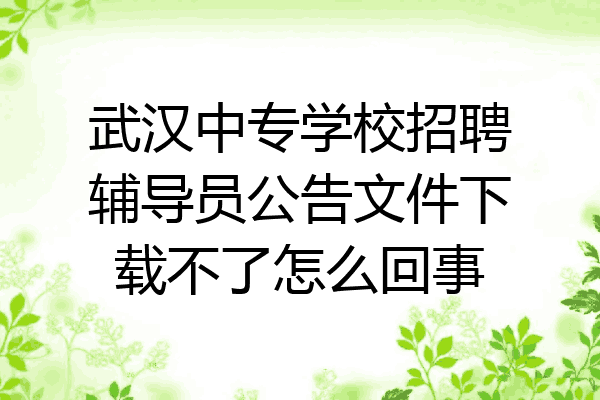 武汉中专学校招聘辅导员公告文件下载不了怎么回事
