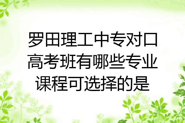 罗田理工中专对口高考班有哪些专业课程可选择的是