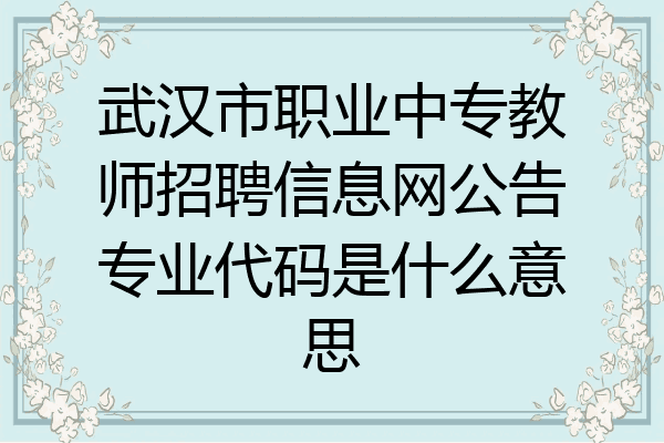 武汉市职业中专教师招聘信息网公告专业代码是什么意思
