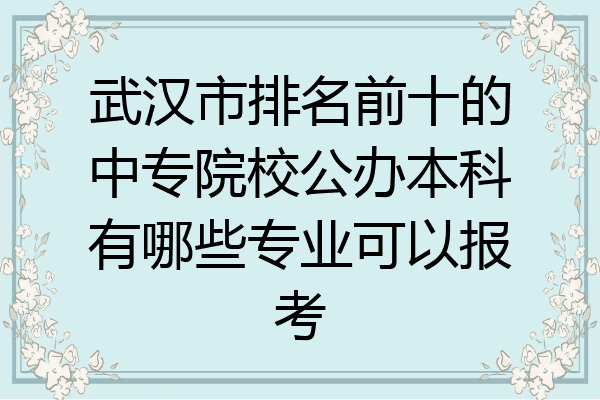 武汉市排名前十的中专院校公办本科有哪些专业可以报考