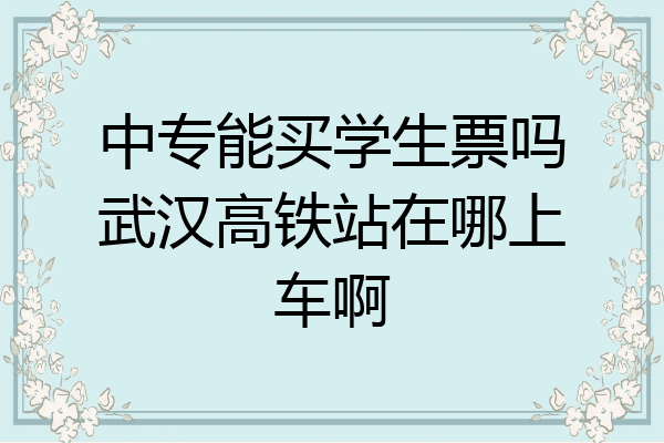 中专能买学生票吗武汉高铁站在哪上车啊
