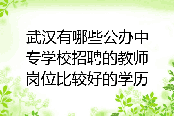 武汉有哪些公办中专学校招聘的教师岗位比较好的学历