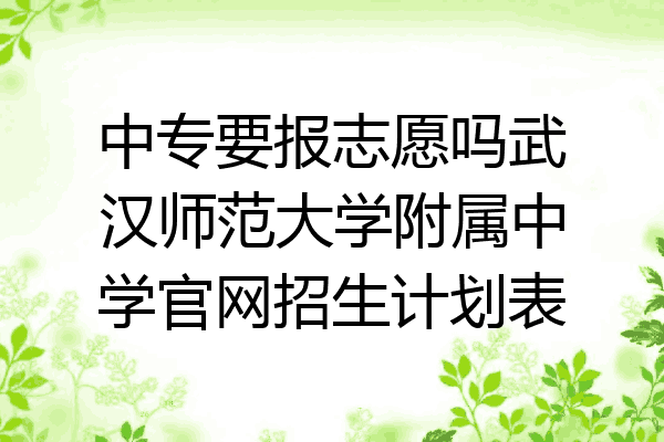 中专要报志愿吗武汉师范大学附属中学官网招生计划表