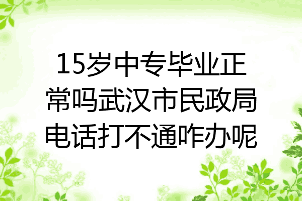 15岁中专毕业正常吗武汉市民政局电话打不通咋办呢