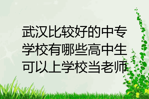 武汉比较好的中专学校有哪些高中生可以上学校当老师