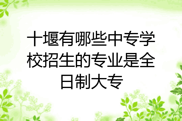 十堰有哪些中专学校招生的专业是全日制大专