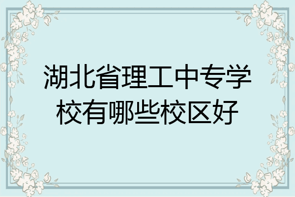 湖北省理工中专学校有哪些校区好