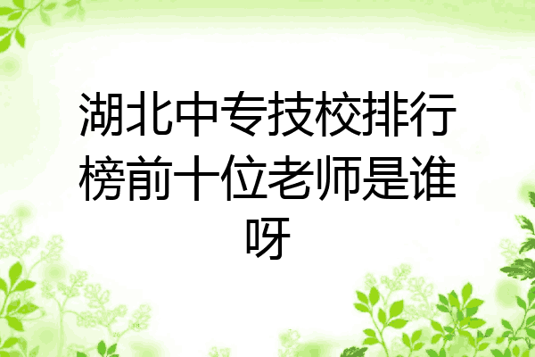 湖北中专技校排行榜前十位老师是谁呀