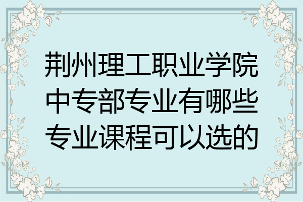 荆州理工职业学院中专部专业有哪些专业课程可以选的