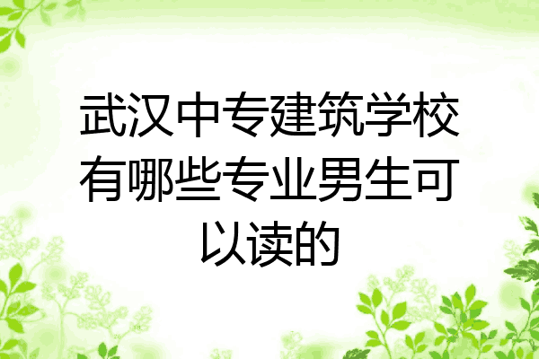 武汉中专建筑学校有哪些专业男生可以读的