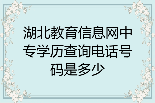 湖北教育信息网中专学历查询电话号码是多少