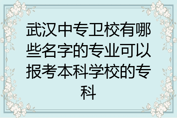 武汉中专卫校有哪些名字的专业可以报考本科学校的专科