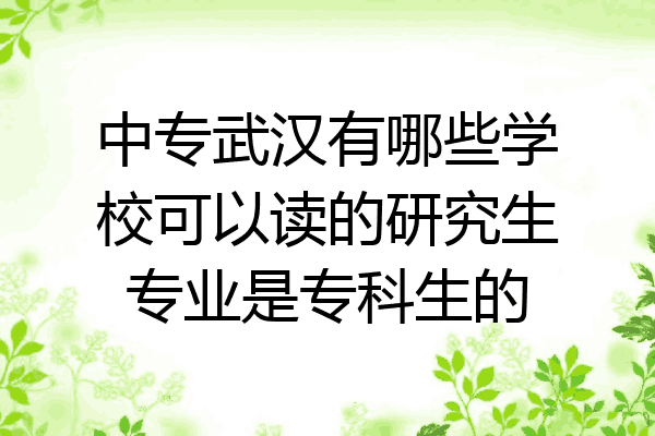 中专武汉有哪些学校可以读的研究生专业是专科生的