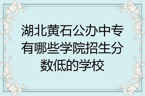 湖北黄石公办中专有哪些学院招生分数低的学校