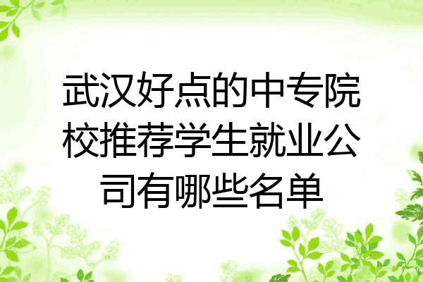 武汉好点的中专院校推荐学生就业公司有哪些名单