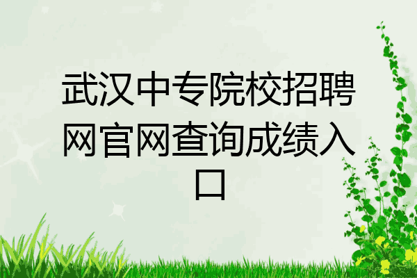 武汉中专院校招聘网官网查询成绩入口