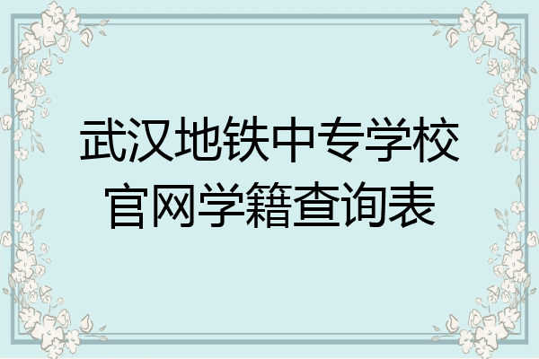武汉地铁中专学校官网学籍查询表