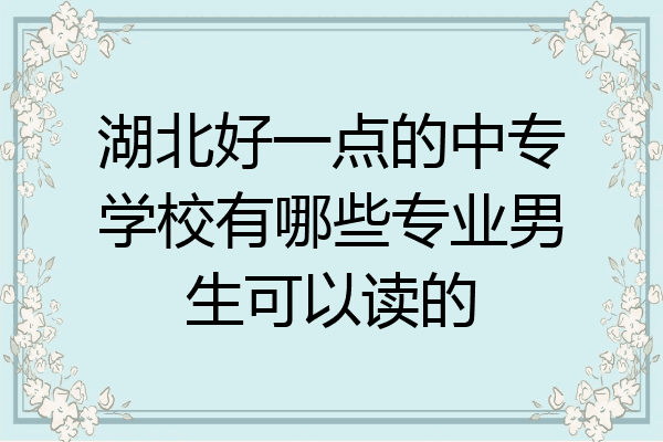 湖北好一点的中专学校有哪些专业男生可以读的