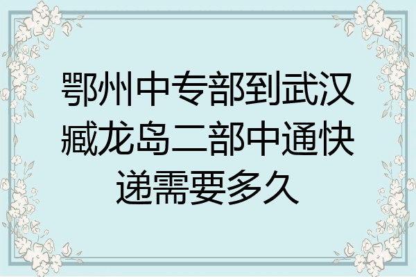 鄂州中专部到武汉臧龙岛二部中通快递需要多久