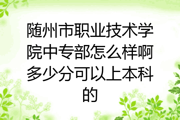 随州市职业技术学院中专部怎么样啊多少分可以上本科的