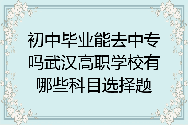初中毕业能去中专吗武汉高职学校有哪些科目选择题
