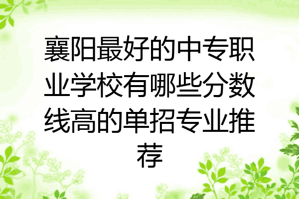 襄阳最好的中专职业学校有哪些分数线高的单招专业推荐