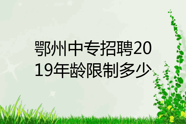 鄂州中专招聘2019年龄限制多少