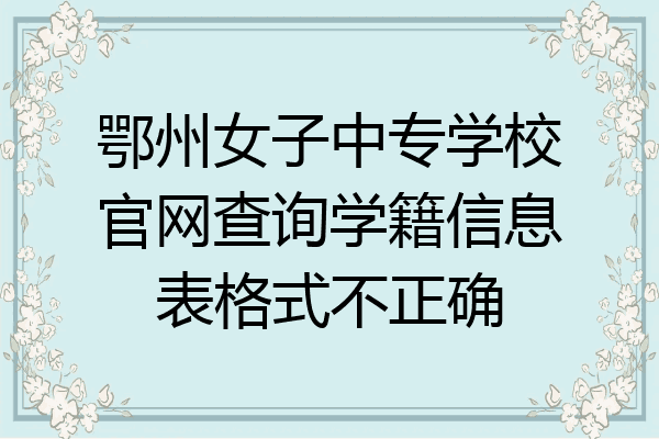 鄂州女子中专学校官网查询学籍信息表格式不正确