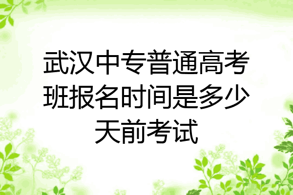 武汉中专普通高考班报名时间是多少天前考试