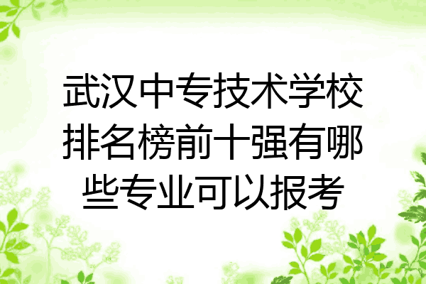 武汉中专技术学校排名榜前十强有哪些专业可以报考