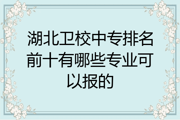 湖北卫校中专排名前十有哪些专业可以报的