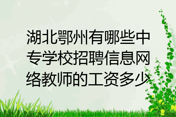 湖北鄂州有哪些中专学校招聘信息网络教师的工资多少